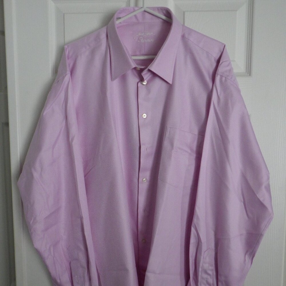 Jack Lipson Signature Men's Long Sleeve Dress Shirt Size L/18.5 Pink Dressy New - Picture 3 of 12
